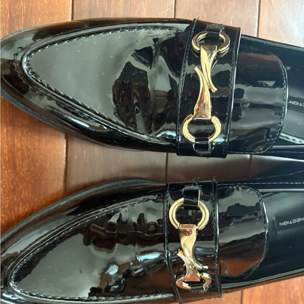 French Connection Black Loafers with Gold Detail - Picture 3 of 7